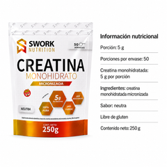 Swork Nutrition Creatina Monohidratada 250 g - Sin Sabor