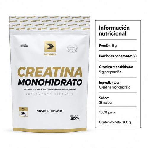 Body Advance Creatina Monohidrato 300 g - Sin Sabor