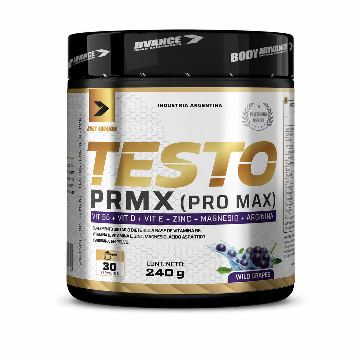 Testo Prmx Pro Max Body Advance 240g Magnesio Vitamina B6 D E Zinc Sabor Wild Grapes