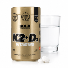 Vitaminas K2 + D3 30 Cápsulas Vegetales Suplemento Sabor Neutro Gold Nutrition®