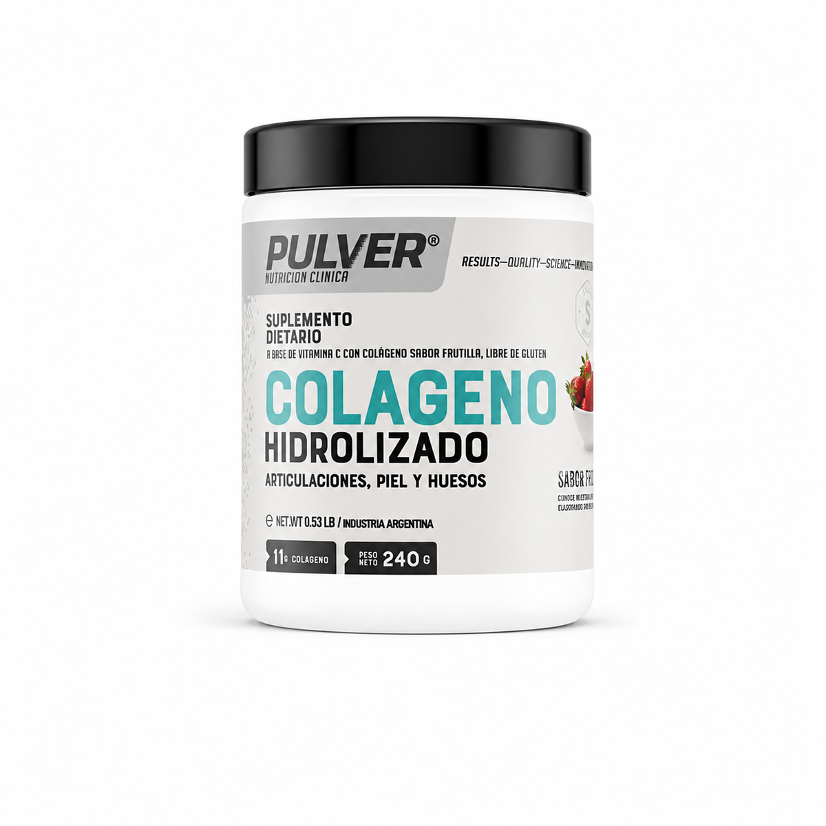 Colágeno Hidrolizado Sin Tacc Pulver Articulaciones Huesos Sabor Frutilla 480g