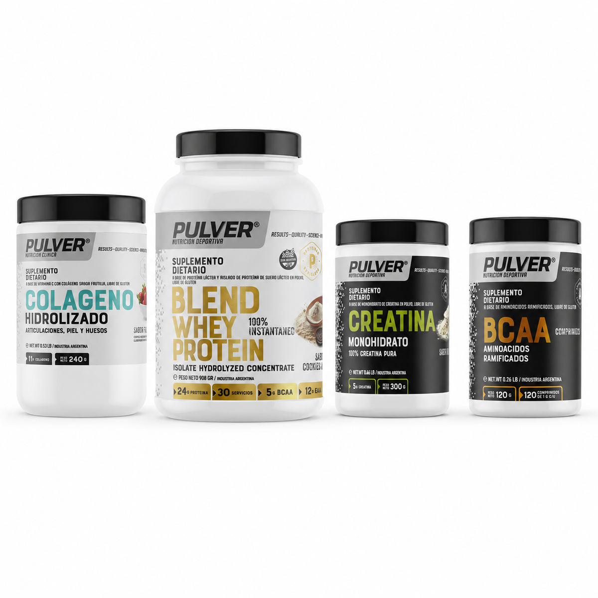 Combo colágeno hidrolizado + colágeno gold + creatina + BCAA pulver