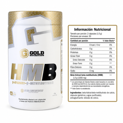 HMB X 60 Caps - Gold Nutrition - Suplemento para Recuperación y Resistencia Muscular